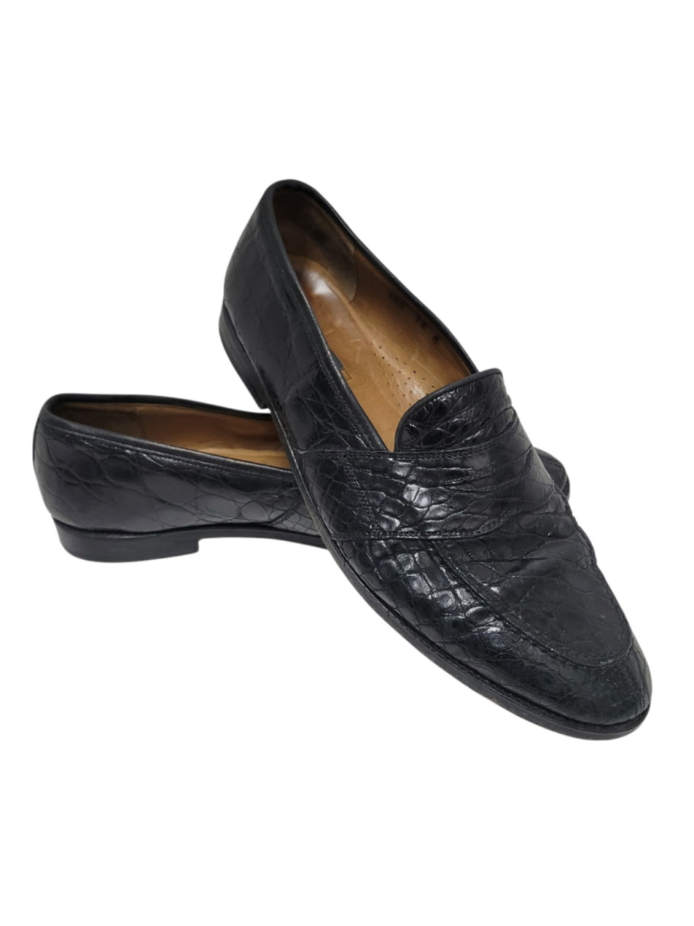 ZELLI Genuine Black Crocodile Slip-On Loafer Mellow Flex Shoes Men's 12M $1550